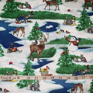 NEW Christmas Snowman Critters in Woods 100% Cotton Sold by Yard More Available